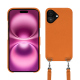 Capa Apple iPhone 16 Plus com alça para o ombro - Orange ( Nappa - Pantone #ff9351 ) 