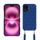 苹果 iPhone 16 Plus 外壳，带肩带 - Bleu océan - Couture ( Nappa - Pantone #15458a) 