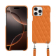 Coque avec bandoulière Apple iPhone 16 Pro - Orange - Couture ( Nappa - Pantone #ff9351 ) 