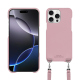Coque avec bandoulière Apple iPhone 16 Pro Max - Rose PU ( Pantone #efbae1 ) 