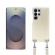 Samsung Galaxy S25 Ultra shell with shoulder strap - Crocodile milk ( Pantone #d6d2c4 ) 