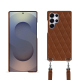 Guscio Samsung Galaxy S25 Ultra con tracolla - Marron - Couture ( Nappa - Pantone #8B4720 ) 