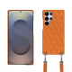 Samsung Galaxy S25 Ultraケース、ショルダーストラップ付き - Orange - Couture ( Nappa - Pantone #ff9351 ) 
