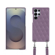 Coque avec bandoulière Samsung Galaxy S25 Ultra - Lilas - Couture ( Nappa - Pantone #b9a3e3 ) 