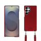 Guscio Samsung Galaxy S25 Ultra con tracolla - Rouge PU ( Pantone #d50032 )