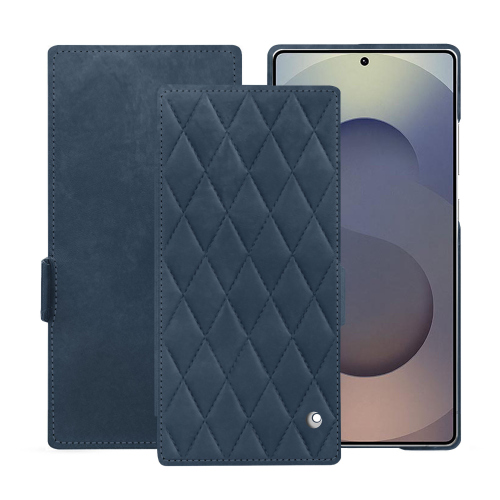 Samsung Galaxy S25 Ultra Horizontal Premium Klappenhülle aus Leder | NoreveJean vintage - Couture ( Pantone #2f414f  ) 