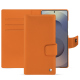 Capa de couro para carteira Samsung Galaxy S25 Ultra - Orange ( Nappa - Pantone #ff9351 ) 
