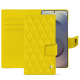 삼성 갤럭시 S25 Ultra 가죽 지갑 케이스 - Jaune fluo - Couture ( Pantone #c9ff57 ) 