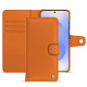 Capa de couro para carteira Samsung Galaxy S25 - Orange ( Nappa - Pantone #ff9351 ) 