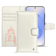 Étui portefeuille cuir Samsung Galaxy S25 - Blanc escumo ( Pantone #D6D6D1 )
