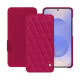 Samsung Galaxy S25 leather case - Rose fluo - Couture ( Pantone #ff16b4 ) 