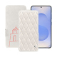 Funda de piel Samsung Galaxy S25 - Blanc escumo - Couture ( Pantone #D6D6D1 )