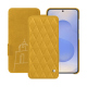 硬质真皮保护套 Samsung Galaxy S25 - Jaune soulèu - Couture ( Pantone #F3B934 )