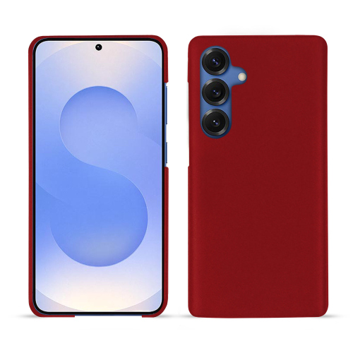 Coque arrière luxe en cuir personnalisable pour Samsung Galaxy S25 | NoreveRouge ( Nappa - Pantone #d50032 ) 