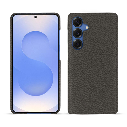 Luxury customisable leather back cover for Samsung Galaxy S25 | NoreveAnthracite ( Pantone #41403c ) 