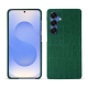 Samsung Galaxy S25 leather cover - Crocodile pino ( Pantone #173F35 ) 