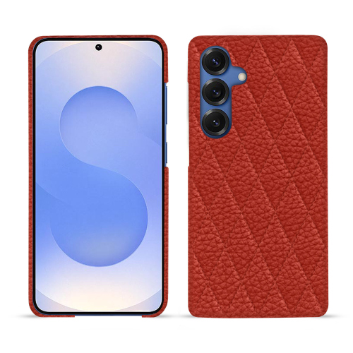 Coque arrière luxe en cuir personnalisable pour Samsung Galaxy S25 | NorevePapaye - Couture ( Pantone #b54317 ) 