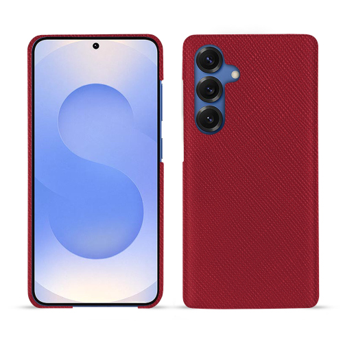 Coque arrière luxe en cuir personnalisable pour Samsung Galaxy S25 | NoreveRouge passion ( Pantone #a6192e ) 