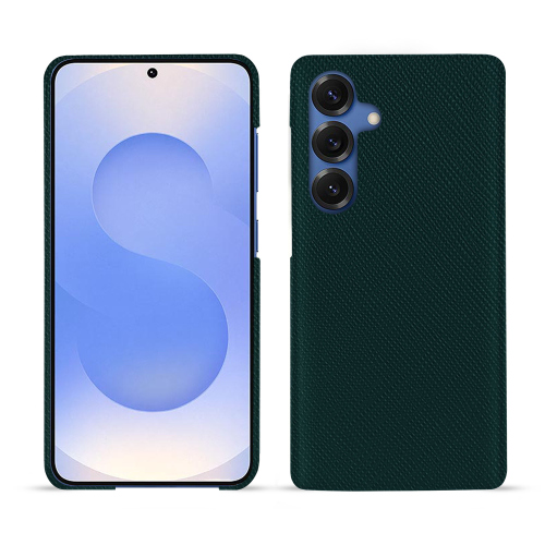 Capa traseira em pele personalizável de luxo para Samsung Galaxy S25 | NoreveVert séduisant ( Pantone #1d3c34 ) 