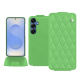 Housse cuir Samsung Galaxy S25 - Vert olive - Couture ( Nappa - Pantone #a7c58e ) 