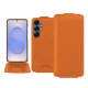 가죽 커버 Samsung Galaxy S25 - Orange PU ( Pantone #ff9351 )