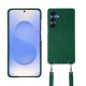 Samsung Galaxy S25 ケース、ショルダーストラップ付き - Crocodile pino ( Pantone #173F35 ) 