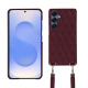 Coque avec bandoulière Samsung Galaxy S25 - Lie de vin - Couture ( Pantone #412234 ) 