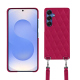 Samsung Galaxy S25 shell with shoulder strap - Rose fluo - Couture ( Pantone #ff16b4 ) 