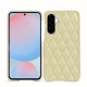 Coque cuir Samsung Galaxy A56 - Beige - Couture ( Nappa - Pantone #ceb888 ) 