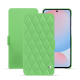 Housse cuir Samsung Galaxy A56 - Vert olive - Couture ( Nappa - Pantone #a7c58e ) 