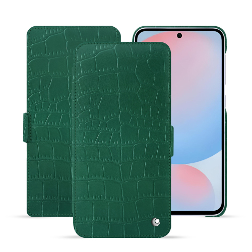 Horizontale Klappenhülle Samsung Galaxy A56 - Noreve LuxeCrocodile pino ( Pantone #173F35 ) 