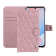Étui portefeuille cuir Samsung Galaxy A56 - Rose - Couture ( Nappa - Pantone #efbae1 ) 