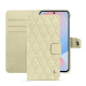 レザーウォレットケース Samsung Galaxy A56 - Ivoire - Couture ( Pantone #d6d6c6 ) 