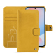 Samsung Galaxy A56 leather wallet case - Jaune soulèu ( Pantone #F3B934 )