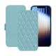 가죽 커버 Apple iPhone 16e - Bleu ciel - Couture ( Nappa - Pantone #abcae9 ) 