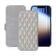Apple iPhone 16e leather case - Platinium - Couture ( Pantone 877C ) 