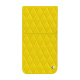 Pochette cuir Apple iPhone 16E - Jaune fluo - Couture ( Pantone #c9ff57 ) 