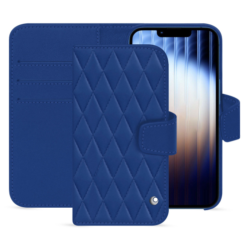 Apple iPhone 16e Luxury Wallet Case - Noreve | Elegance and ProtectionBleu océan - Couture ( Nappa - Pantone #15458a) 