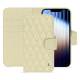 Capa de couro para carteira Apple iPhone 16e - Ivoire - Couture ( Pantone #d6d6c6 ) 