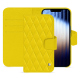Apple iPhone 16e leather wallet case - Jaune fluo - Couture ( Pantone #c9ff57 ) 
