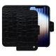 Funda de piel para cartera Apple iPhone 16e - Crocodile nero ( Noir / Black) 