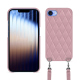 Coque avec bandoulière Apple iPhone 16e - Rose - Couture ( Nappa - Pantone #efbae1 ) 