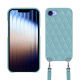Apple iPhone 16e shell with shoulder strap - Bleu ciel - Couture ( Nappa - Pantone #abcae9 ) 