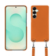 Guscio Samsung Galaxy S25+ con tracolla - Orange ( Nappa - Pantone #ff9351 ) 