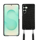 Samsung Galaxy S25+ケース、ショルダーストラップ付き - Autruche nero ( Noir / Black) 