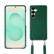Samsung Galaxy S25+ shell with shoulder strap - Crocodile pino ( Pantone #173F35 ) 