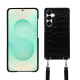 Samsung Galaxy S25+ shell with shoulder strap - Crocodile nero ( Noir / Black) 