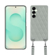 Coque avec bandoulière Samsung Galaxy S25+ - Gris - Couture ( Nappa - Pantone #c1c6c8 ) 