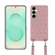 Samsung Galaxy S25+ shell with shoulder strap - Rose - Couture ( Nappa - Pantone #efbae1 ) 