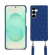 Samsung Galaxy S25+ shell with shoulder strap - Bleu océan - Couture ( Nappa - Pantone #15458a) 
